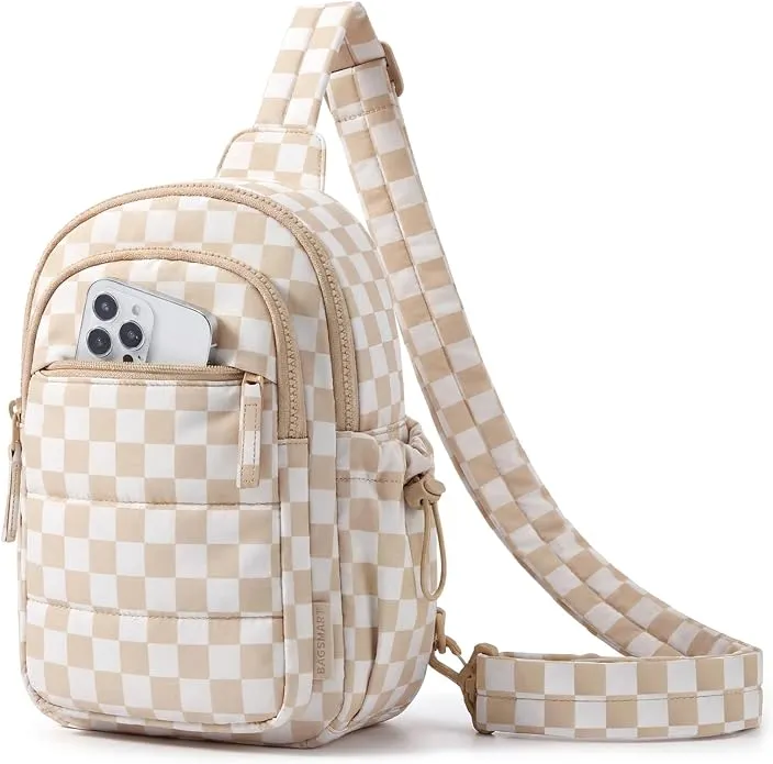 Beige Checkered Sling Backpack for Everyday Use(Amazon Find)