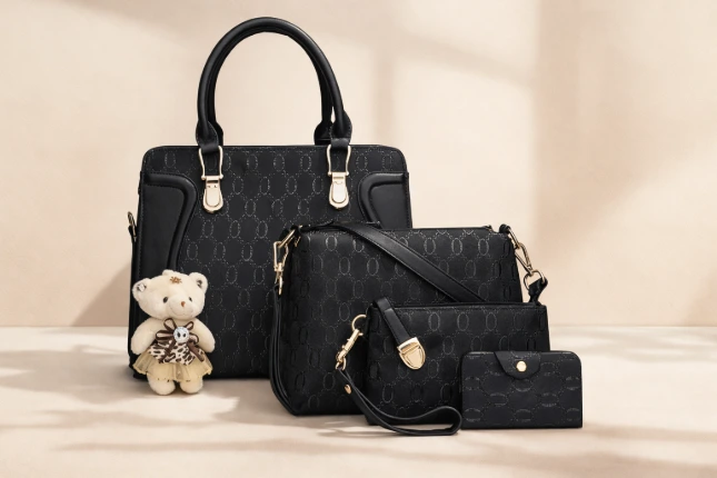 Structured Black Tote and Crossbody Bag Combo (Amazon Find)