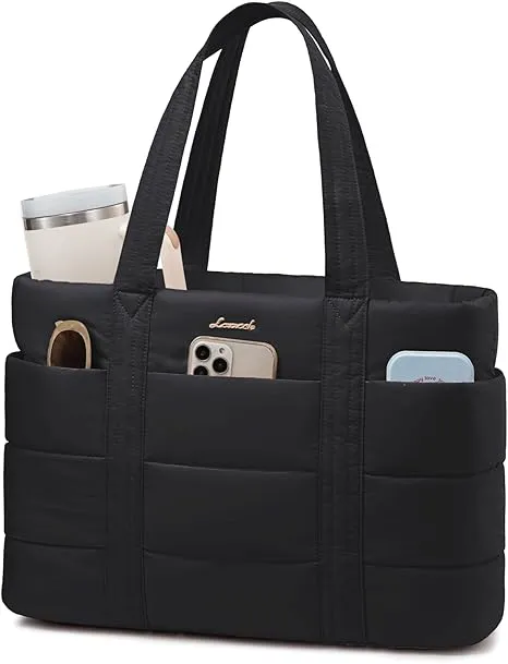 Black Quilted Utility Tote Bag for Everyday Carry(Amazon Find)