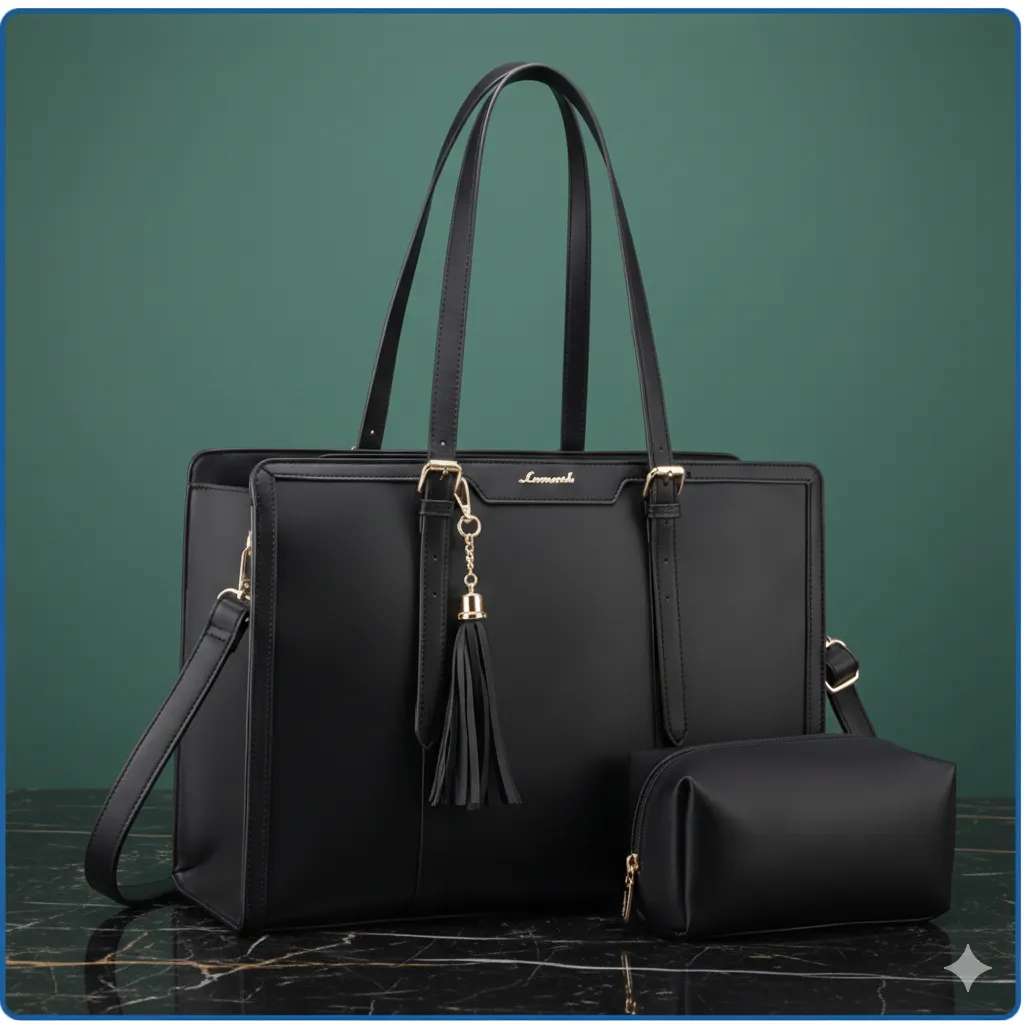 Classic Black Tote Bag with Gold Hardware(Amazon Find)