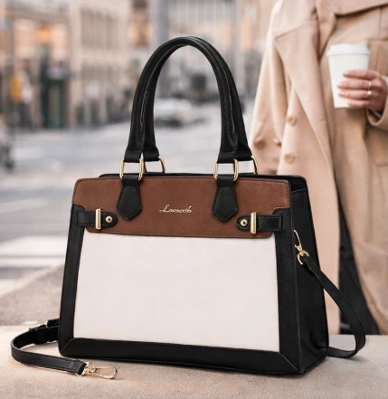 Brown Faux Leather Tote Bag with Bow Detail
