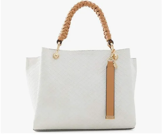 Elegant White Handbag with Braided Top Handle  (Amazon Find)