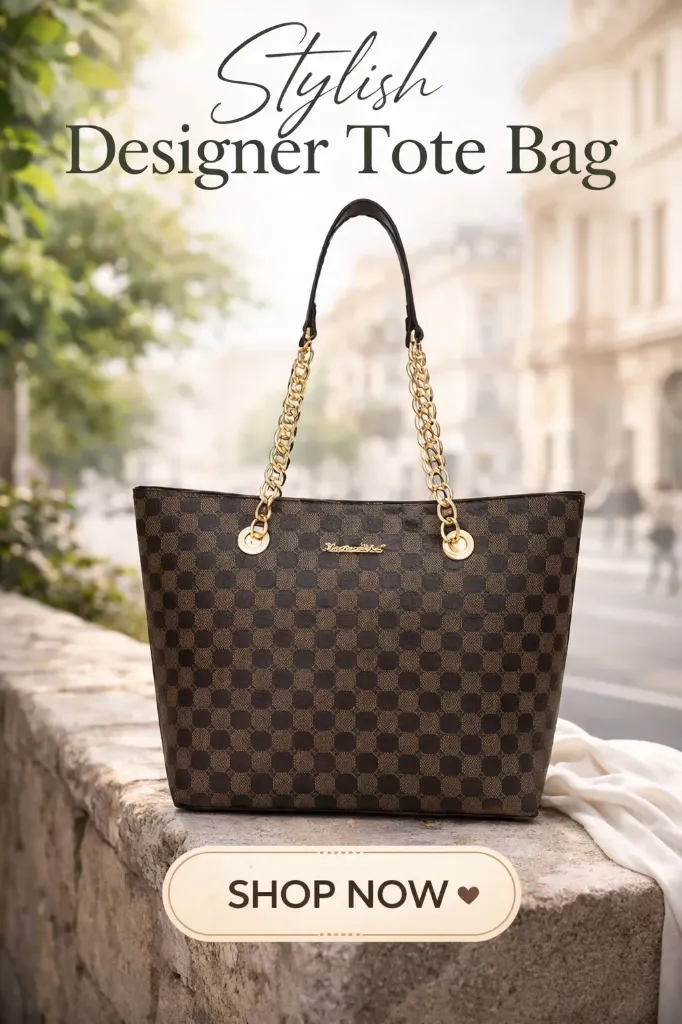 Stylish Work Tote Bag with Chain Shoulder Straps  (Amazon Find)